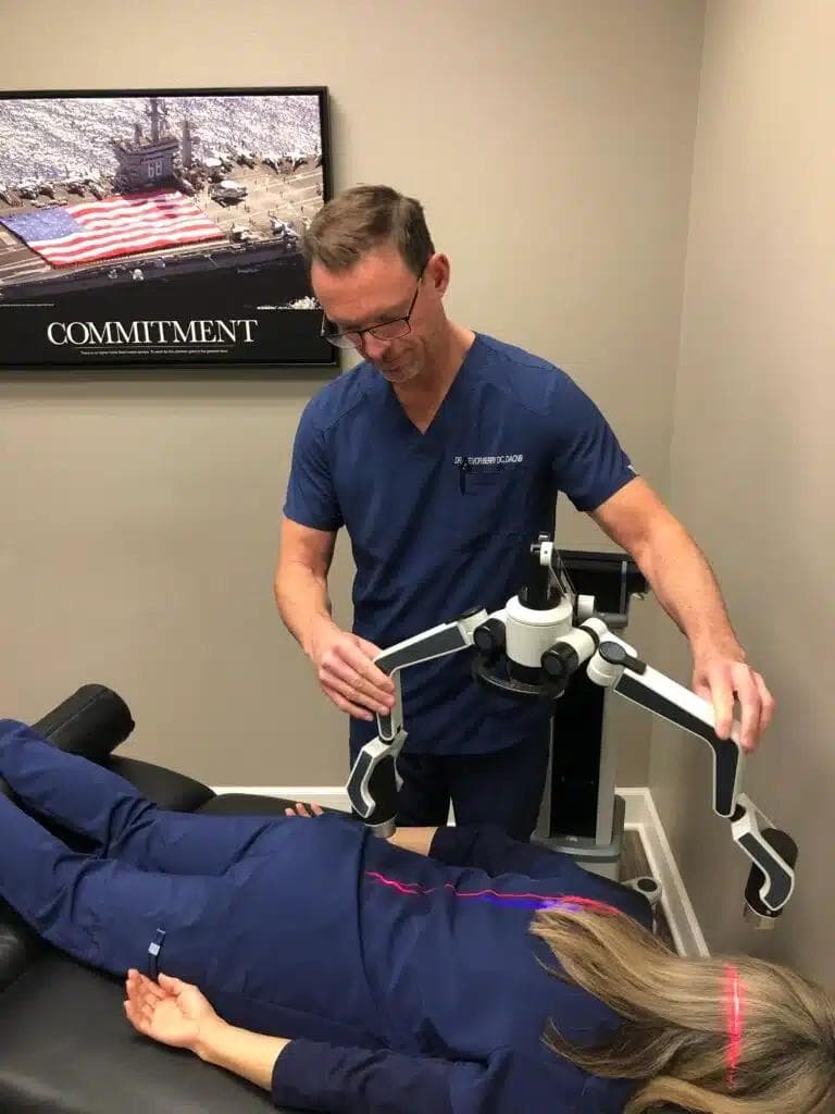 Cold laser therapy treatment at CornerStone Chiropractic in Minot, ND