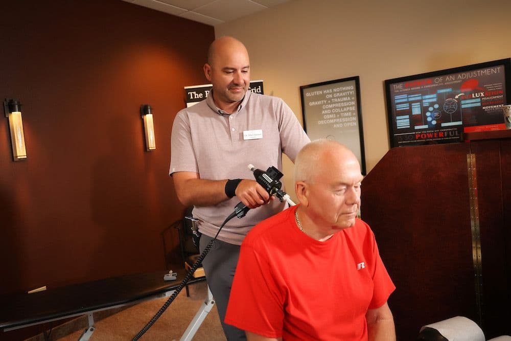 ArthroStim instrument adjustment at CornerStone Chiropractic in Minot, ND
